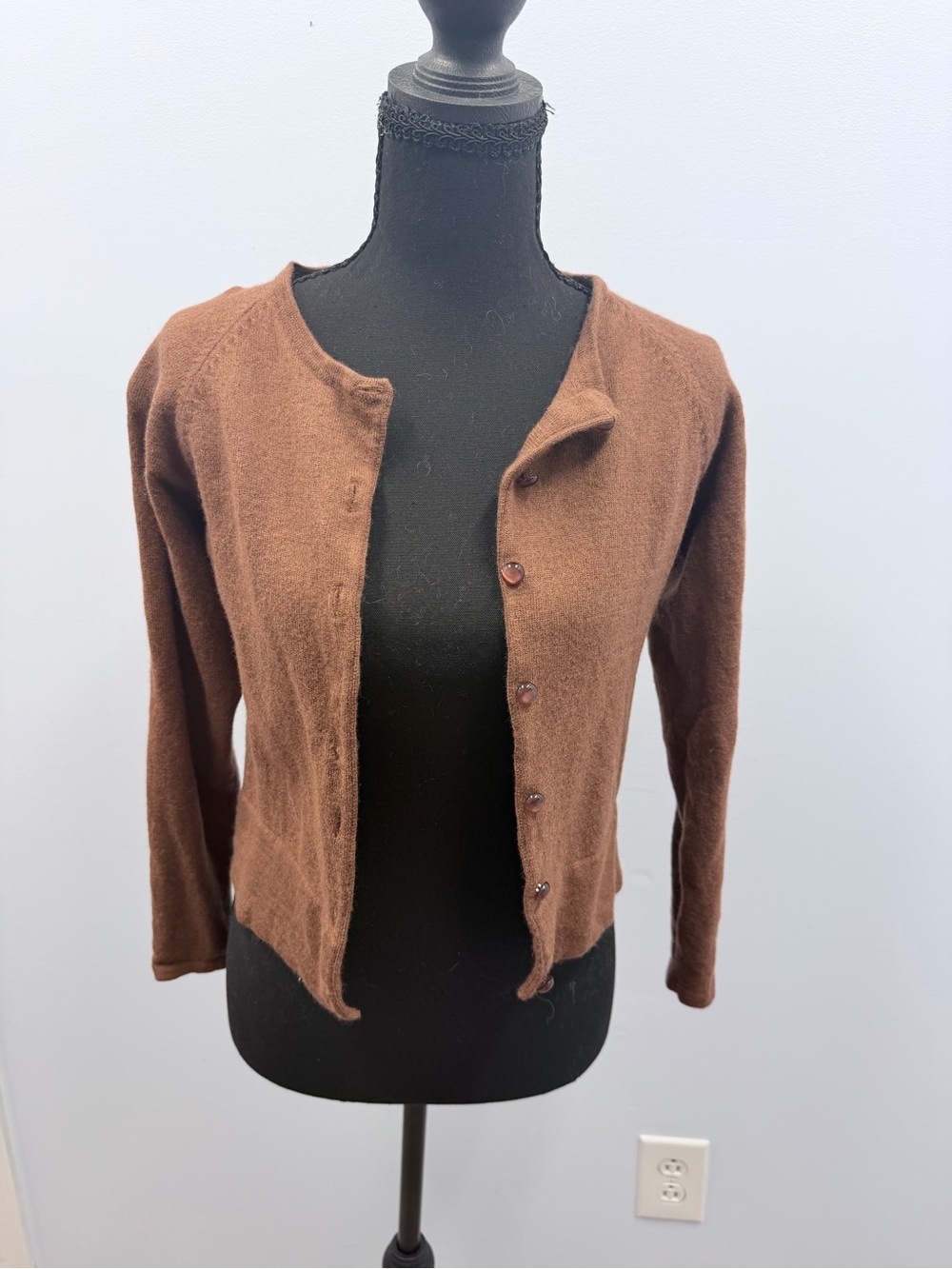 Women's Brown Button-Front Lightweight Cardigan